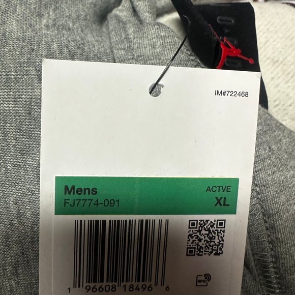 Jordan Mens Gray Heather Essential Fleece Long Sleeve Pockets Pullover Hoodie - Picture 5 of 5